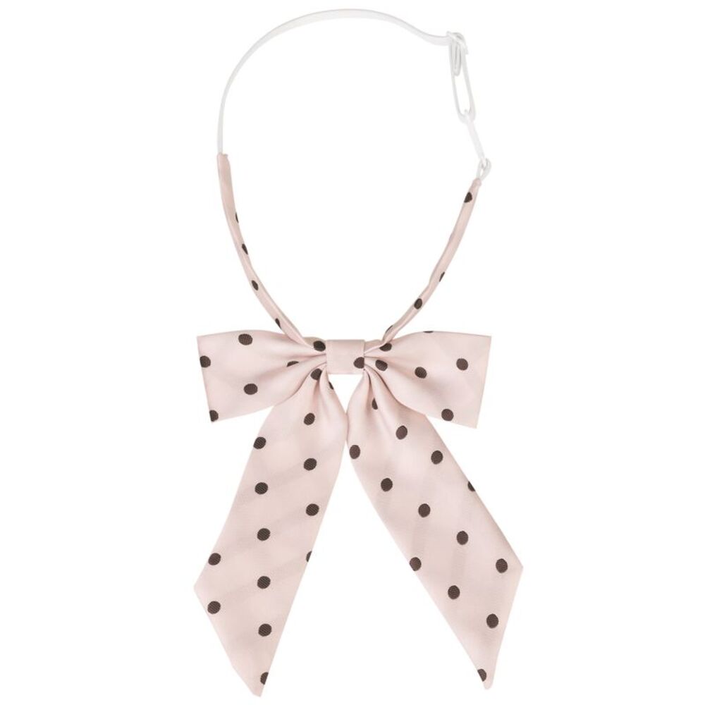 Polka Dots Adjustable Neck Pre-Tied Ribbon Bow Tie Uniform Cosplay Light Pink